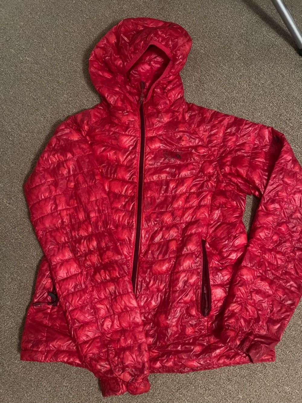 Mountain Hardwear Women's Red Hooded Puffer Jacket